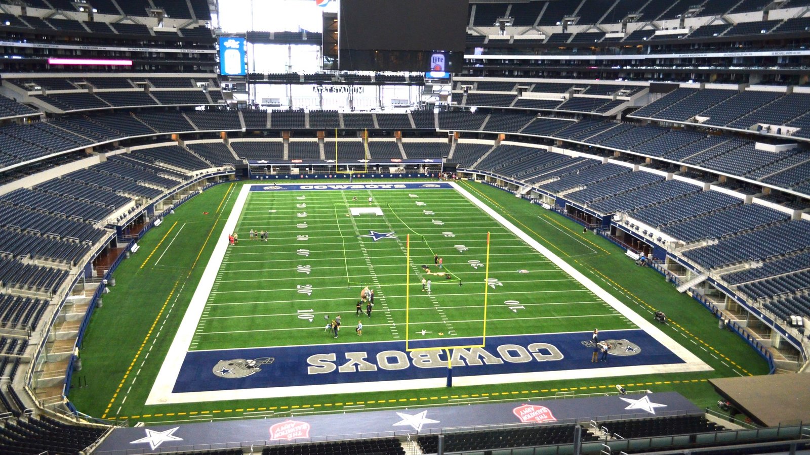 Interior view of the Dallas Cowboys field and seating bowl at AT&T Stadium in 2022.