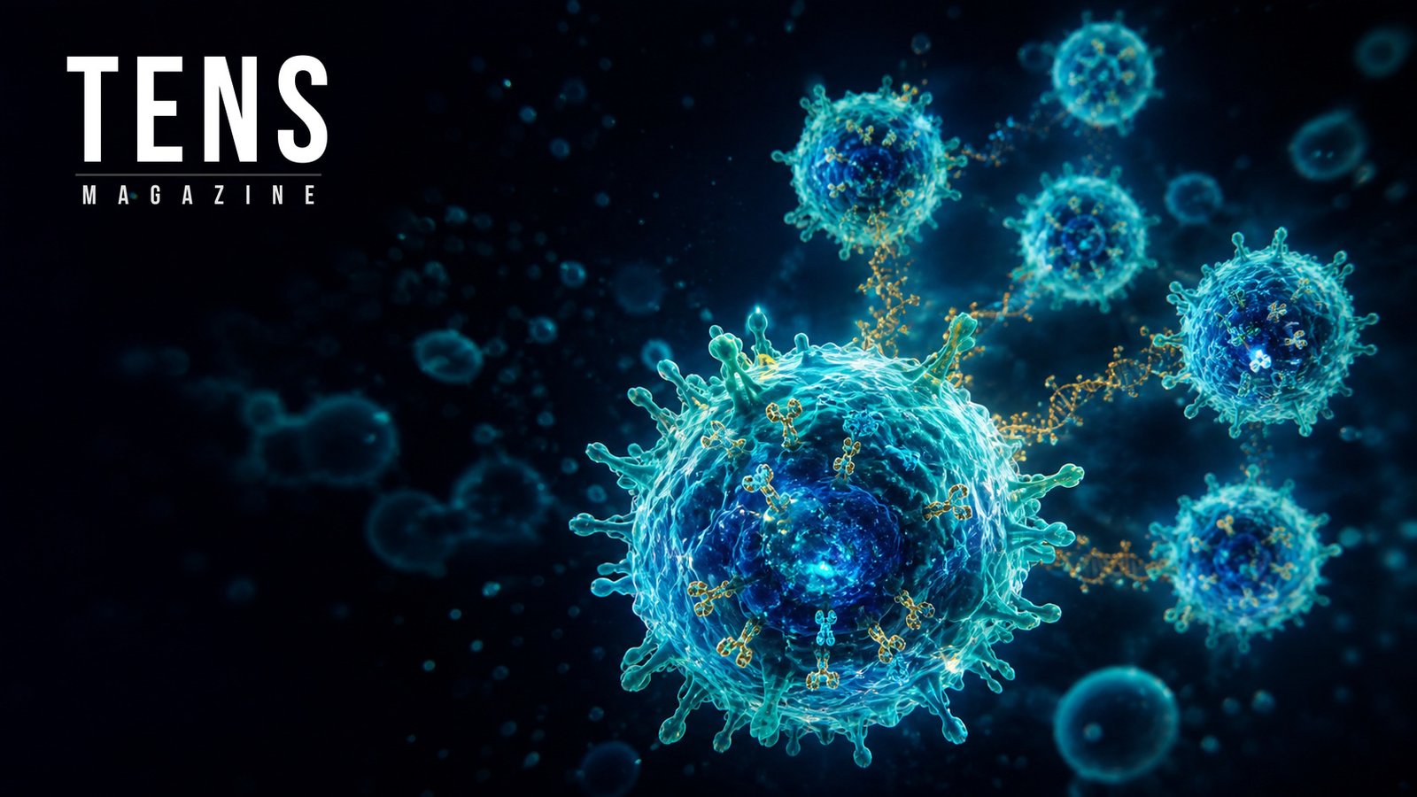 Conceptual illustration of cytotoxic CD4 T cells undergoing clonal expansion