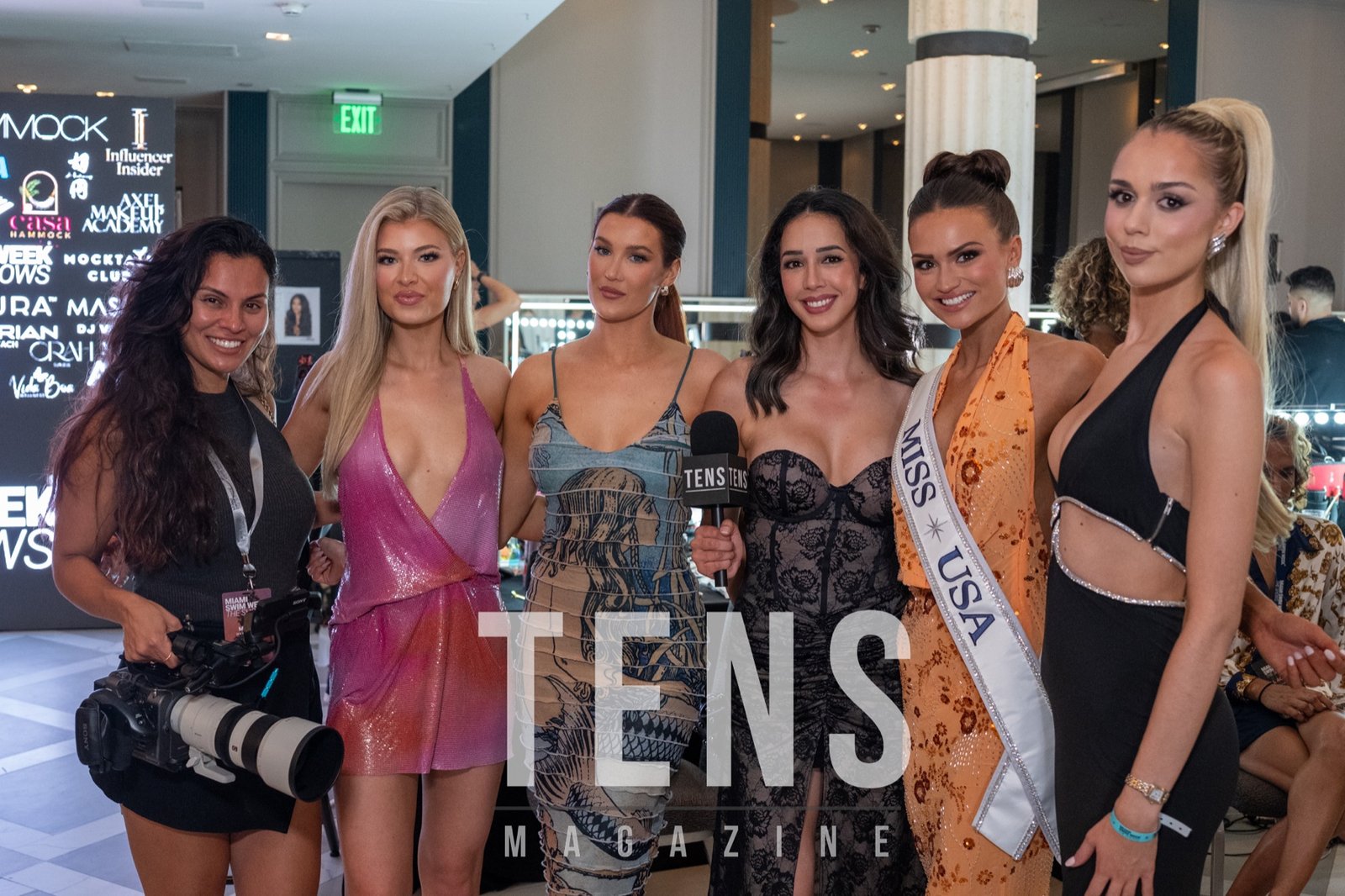 Estela Trevizo with Miss USA Audrey Eckert, Alexandra Paz and Miami Swim Week models