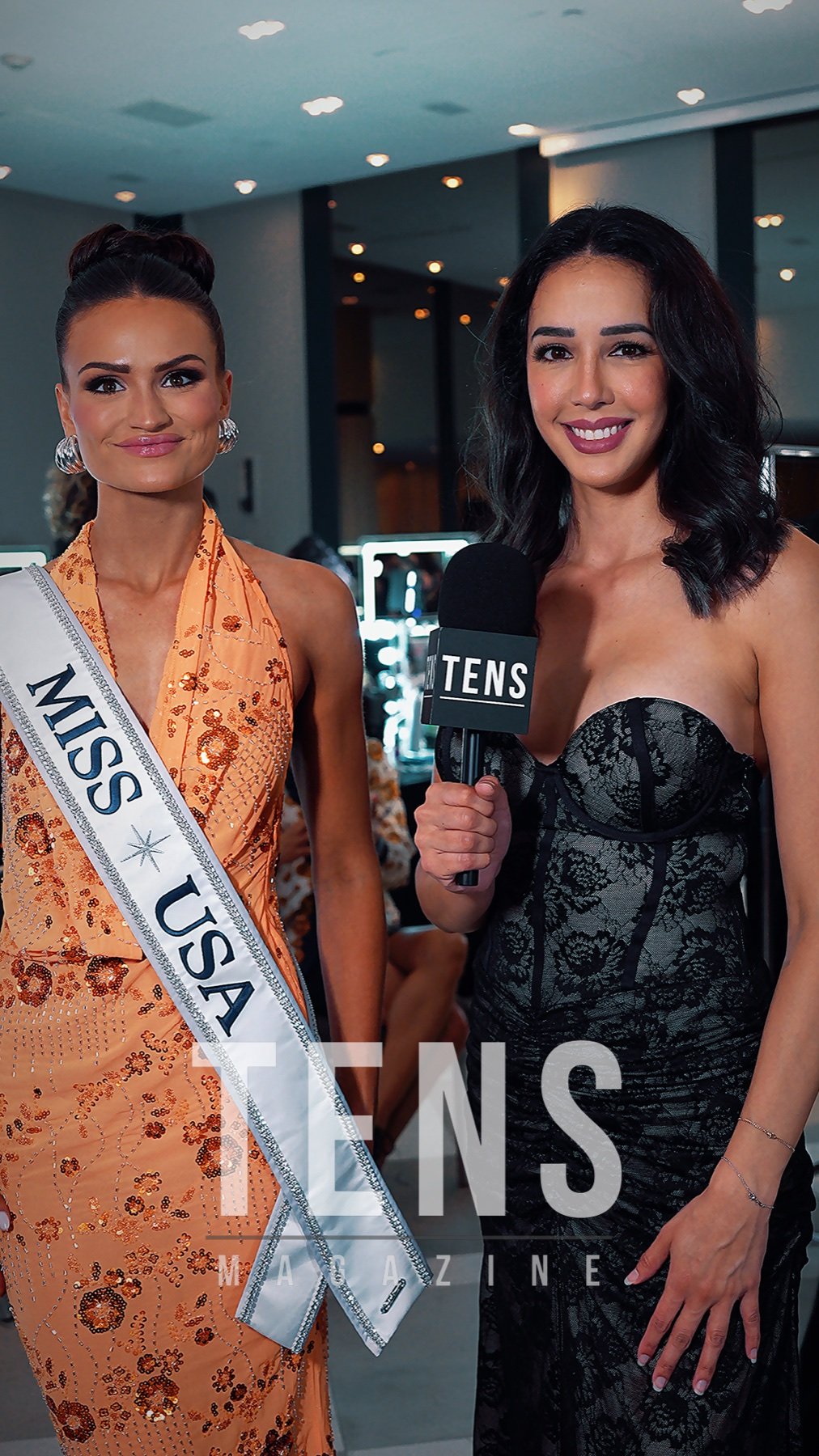 Estela Trevizo with Miss USA Audrey Eckert at Miami Swim Week