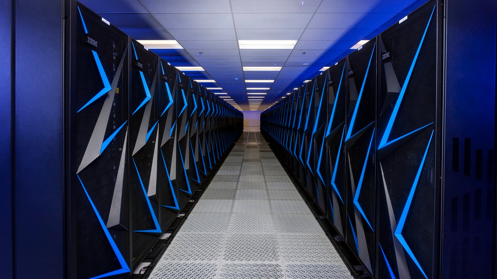 Rows of the Sierra supercomputer at Lawrence Livermore National Laboratory
