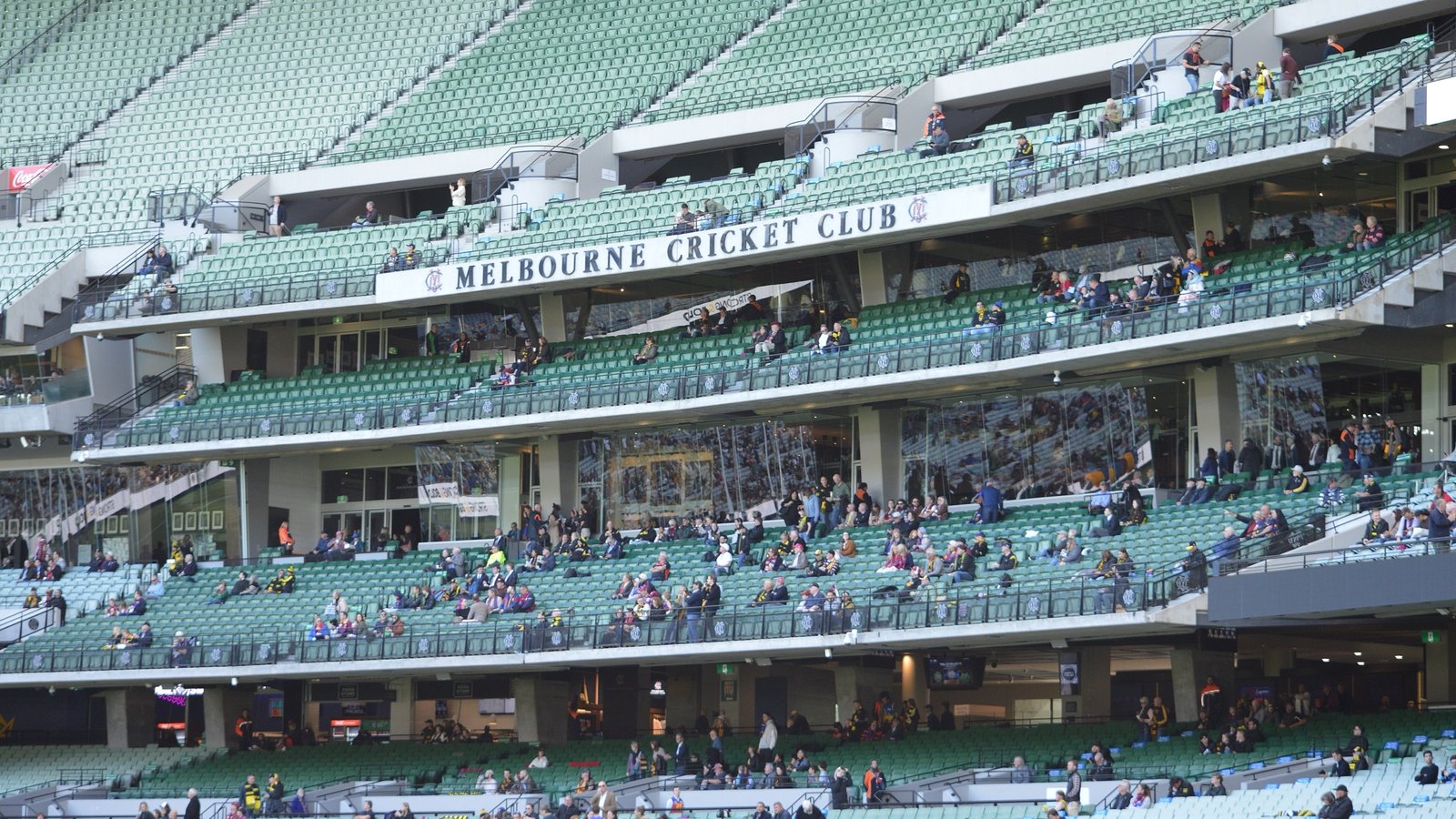 The Melbourne Cricket Club stands and seating inside the Melbourne Cricket Ground.